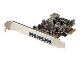StarTech.com 4 Port PCI Express USB 3.0 Card - 3 External and 1 Internal - Native OS Support in Windows 8 and 7 - Standard and Low-Profile (PEXUSB3S42) - USB adapter - PCIe 2.0 - USB 3.0 x 4