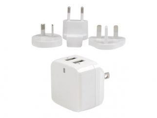 StarTech.com Dual Port USB Wall Charger 17W/3.4A - Travel Charger 110V/220V - Power adapter - 17 Watt - 3.4 A - 2 output connectors (USB) - white - for P/N: USBLT1MWS, USBLT2MBR, USBLT2MW, USBLT30CMW, USBLTM1MBK, USBLTM1MWH, VID2VGATV3