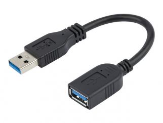 StarTech.com 6in Short USB 3.0 Extension Adapter Cable (USB-A Male to USB-A Female) - USB 3.1 Gen 1 (5Gbps) Port Saver Cable - Black (USB3EXT6INBK) - USB extension cable - USB Type A to USB Type A - 15.2 cm
