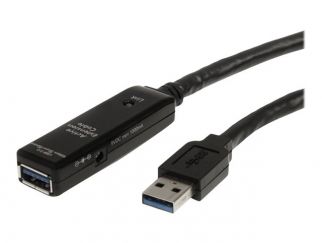 StarTech.com 32.8 ft Active USB 3.0 Extension Cable with AC Power Adapter - Shielded - Male to Female USB USB 3.1 Gen 1 Type A (5Gbps) Extender (USB3AAEXT10M) - USB extension cable - USB Type A (M) to USB Type A (F) - USB 3.0 - 10 m - active - black - for