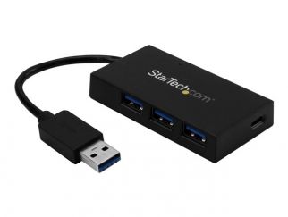 StarTech.com 4 Port USB 3.0 Hub, USB Type-A Hub with 1x USB-C & 3x USB-A (SuperSpeed 5Gbps), USB Bus or Self-Powered, Portable USB 3.1/USB 3.2 Gen 1 BC 1.2 Charging Hub w/ Power Adapter - Windows/macOS/Linux (HB30A3A1CSFS) - Hub - 3 x SuperSpeed USB 3.0 +