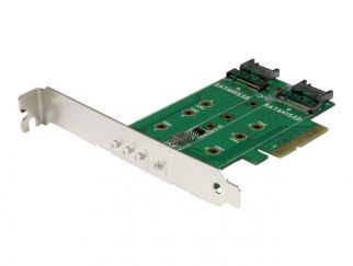 StarTech.com 3-port M.2 SSD (NGFF) Adapter Card - Supports 1x PCIe (NVMe) M.2 SSD, 2x SATA III M.2 SSDs - PCIe 3.0 Adapter (PEXM2SAT32N1) - interface adapter - M.2 Card / SATA 6Gb/s - PCIe 3.0