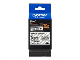 Brother TZe-S121 - Extra strength adhesive - black on clear - Roll (0.9 cm x 8 m) 1 cassette(s) laminated tape - for Brother PT-D210, D600, H110, P-Touch PT-1005, 1880, E800, H110, P-Touch Cube Plus PT-P710