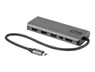 StarTech.com USB C Multiport Adapter, USB-C to HDMI or Mini DisplayPort 4K 60Hz, 100W Power Delivery Pass-Through, 4-Port 10Gbps USB Hub, USB Type-C Mini Dock, 12"/30cm Long Attached Cable - Works w/ Thunderbolt 3 (DKT31CMDPHPD) - Docking station - USB-C 