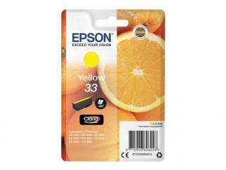 Epson Ink Cartridges, Claria" Premium Ink, 33, Oranges, Singlepack, 1 x 4.5 ml Yellow, Standard