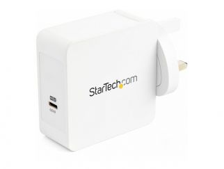 StarTech.com USB C Wall Charger, USB C Laptop Charger 60W PD, 6ft/2m Cable, Universal Compact Type C Power Adapter, Dell XPS/Lenovo X1 Carbon, HP EliteBook, MacBook, USB IF/CE Certified - 60W PD3.0 Wall Charger (WCH1CUK) - Power adapter - 60 Watt - 3 A (2
