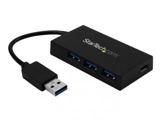 StarTech.com 4 Port USB 3.0 Hub, USB Type-A Hub with 1x USB-C & 3x USB-A Ports (SuperSpeed 5Gbps), USB Bus Powered, USB 3.1/USB 3.2 Gen 1 Adapter Hub, Portable USB Hub for Laptop/Desktop - Windows/macOS/Linux (HB30A3A1CFB) - Hub - 4 x SuperSpeed USB 3.0 -