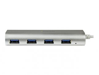 StarTech.com 4 Port Portable USB 3.0 Hub with Built-in Cable - Aluminum and Compact USB Hub (ST43004UA) - Hub - 4 x SuperSpeed USB 3.0
