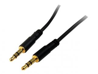 StarTech.com 15 ft. (4.6 m) 3.5mm Audio Cable - 3.5mm Slim Audio Cable - Gold Plated Connectors - Male/Male - Aux Cable (MU15MMS) - Audio cable - mini-phone stereo 3.5 mm male to mini-phone stereo 3.5 mm male - 4.6 m - black - for P/N: KITBXAVHDPEU, KITBX