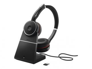 Jabra Evolve 75 SE MS Stereo - Headset - on-ear - Bluetooth - wireless - active noise cancelling - USB - with charging stand - Certified for Microsoft Teams - for LINK 380a MS