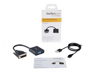 StarTech.com DVI-D to VGA Active Adapter Converter Cable - 1080p - DVI to VGA Converter box (DVI2VGAE) - Adapter - DVI-D, Micro-USB Type B (power only) to HD-15 (VGA) (F) - 24.8 m - active, 1920 x 1200 (WUXGA) support - black