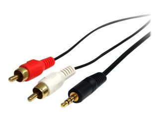 StarTech.com 3 ft Stereo Audio Cable - 3.5mm Male to 2x RCA Male - heaDPhone jack to RCA - Mini jack to RCA - 3.5mm to RCA (MU3MMRCA) - Audio cable - mini-phone stereo 3.5 mm male to RCA x 2 male - 92 cm - black - for P/N: HD202A, ST121HDBTSC, ST12MHDLAN4