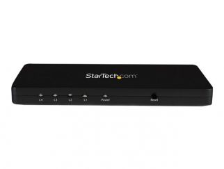 StarTech.com 4K HDMI Splitter - 4k 30Hz - 4 Port - Aluminum - Backward Compatible - HDMI Multi Port - HDMI Hub (ST124HD4K) - Video/audio switch - 4 x HDMI - desktop - for P/N: ST121HDBT20L, ST121HDBT20S, ST121HDBTE, SVA5H2NEUA