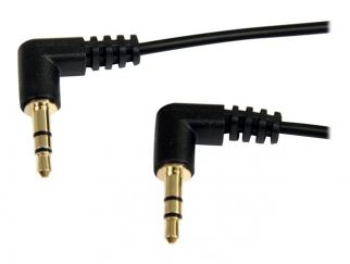 StarTech.com 3 ft Slim 3.5mm Right Angle Stereo Audio Cable - M/M (MU3MMS2RA) - Audio cable - mini-phone stereo 3.5 mm male to mini-phone stereo 3.5 mm male - 91 cm - black - right-angled connector