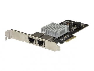 StarTech.com Dual Port 10G PCIe Network Adapter Card - Intel-X550AT 10GBASE-T PCI Express 10GbE Multi Gigabit Ethernet 5 Speed NIC 2port - Network adapter - PCIe 3.0 x4 low profile - 10Gb Ethernet x 2 - black