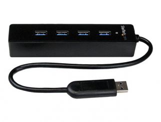 StarTech.com 4-Port USB 3.0 Hub with Built-in Cable - SuperSpeed Laptop USB Hub - Portable USB Splitter - Mini USB Hub (ST4300PBU3) - Hub - 4 x SuperSpeed USB 3.0 - desktop - for P/N: FCREADMICRO3, MSDREADU3CA