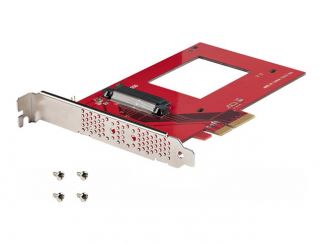 StarTech.com U.3 to PCIe Adapter Card, PCIe 4.0 x4 Adapter For 2.5" U.3 NVMe SSDs, SFF-TA-1001 PCI Express Add-in Card for Desktops/Servers, TAA Compliant - OS Independent (PEX4SFF8639U3) - Interface adapter - 2.5" - U.3 NVMe - PCIe 4.0 x4 - red - TAA Com