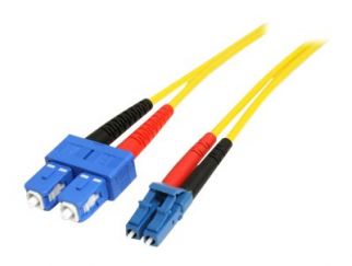 StarTech.com 1m Fiber Optic Cable - Single-Mode Duplex 9/125 - LSZH - LC/SC - OS1 - LC to SC Fiber Patch Cable (SMFIBLCSC1) - Network cable - LC single-mode (M) to SC single-mode (M) - 1 m - fibre optic - duplex - for P/N: SFPGLCSXMMST