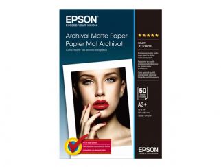 Epson Media, Media, Sheet paper, Archival Matte Paper, Graphic Arts - Photographic Paper, A3+, 189 g/m2, 50 Sheets