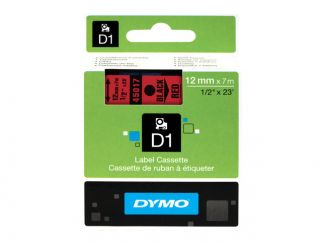 DYMO D1 Tape 12mm Black on Red