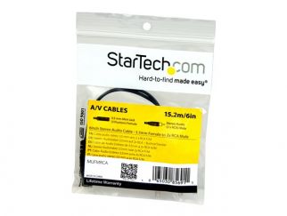 StarTech.com 6in RCA to 3.5mm Female Cable - Audio to RCA Cable - 3.5mm Female to 2x RCA Male - Aux to RCA - Stereo Audio Cable (MUFMRCA) - Audio cable - RCA x 2 male to mini-phone stereo 3.5 mm female - 15.24 cm - black - for P/N: MU15MMS, MU6MMS