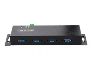 StarTech.com 4-Port Industrial USB 3.0 5Gbps Hub, Rugged USB Hub w/15kV Air/8kV Contact ESD and Surge Protection, DIN/Wall/Desk Mountable USB-A Hub, USB Expansion Hub with Locking Ports - Metal Construction (5G4AINDNP-USB-A-HUB) - hub - industrial - 4 por