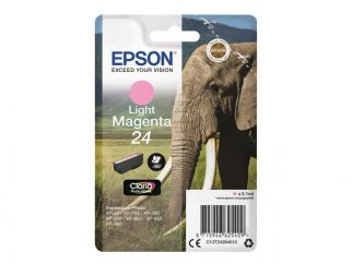 Epson Ink Cartridges, Claria" Photo HD Ink, 24, Elephant, Singlepack, 1 x 5.1 ml Light Magenta