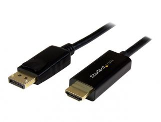 StarTech.com 6.5 ft / 2m DisplayPort to HDMI converter cable - 4K (DP2HDMM2MB) - Adapter cable - DisplayPort male to HDMI male - 2 m - black - 4K support - for P/N: DK30CH2DEP, DK30CH2DEPUE, DK30CH2DPPD, DK30CH2DPPDU, DK30CHDDPPD, DK30CHDPPDUE