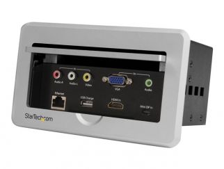 StarTech.com Conference Table Connectivity Pop up Box with AV and Data Ports - HDMI, VGA, Component, MDP to HDMI Output (BOX4HDECP) - mounting plate