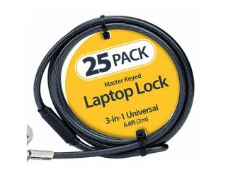 StarTech.com 25-Pack Universal Laptop Lock 6.6ft (2m), Master Keyed Locking Cable, Computer Security, Compatible w/Noble Wedge/Nano/K-Slot, Anti-Theft Cut-Resistant Cable - security cable lock