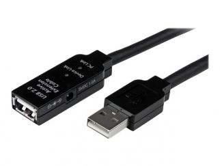 StarTech.com 15m USB 2.0 Active Extension Cable - M/F - 15 meter USB 2.0 Repeater Cable Cord - USB A Male to USB A Female - 15 m, Black (USB2AAEXT15M) - USB extension cable - USB (F) to USB (M) - USB 2.0 - 15 m - active - black - for P/N: SVA5H2NEUA, UUSB