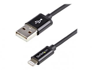 StarTech.com 1m (3ft) Black Apple 8-pin Lightning Connector to USB Cable for iPhone / iPod / iPad - Charge and Sync Cable - 1 meter (USBLT1MB) - Lightning cable - Lightning male to USB male - 1 m - double shielded - black - for P/N: ST7C51224, ST7C51224EU