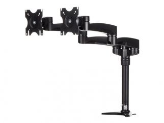 StarTech.com Desk Mount Dual Monitor Arm - Articulating - Supports Monitors 12" to 24" - Adjustable VESA Monitor Arm - Grommet or Desk Mount - Black (ARMDUAL) - Mounting kit - adjustable arm - for 2 LCD displays - plastic, steel - black - screen size: 12"