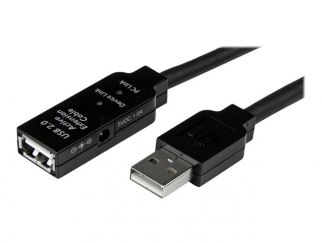 StarTech.com 25m USB 2.0 Active Extension Cable M/F - 25 meter USB A Male to USB A Female USB 2.0 Repeater / Extender Cable - Black - 80ft (USB2AAEXT25M) - USB extension cable - USB (F) to USB (M) - USB 2.0 - 25 m - active - black - for P/N: SVA5H2NEUA, U