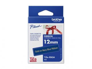 Brother TZe-RN34 - Gold on navy blue - Roll (1.2 cm x 4 m) 1 cassette(s) ribbon tape - for Brother PT-D600, H110, P-Touch PT-E310, P-Touch Cube PT-P300, P-Touch Embellish PT-D215