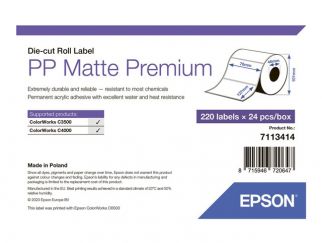 PP MATTE LABEL PREM DIE-CUT ROLL 76X127MM 220 LABELS