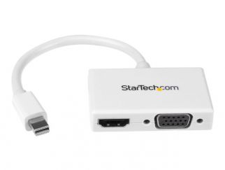 StarTech.com Mini DisplayPort to HDMI and VGA Adapter - Mini DisplayPort Multiport Hub for Your HDMI or VGA Monitor / Display (MDP2HDVGAW) - video converter - white