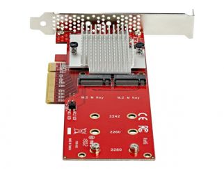 StarTech.com Dual M.2 PCIe SSD Adapter Card, x8 / x16 Dual NVMe or AHCI M.2 SSD to PCI Express 3.0, M.2 NGFF PCIe (M-Key) Compatible, Vented, Supports 2242, 2260, 2280, JBOD, Mac & PC - Full/Low-Profile Brackets (PEX8M2E2) - Interface adapter - M.2 - Expa