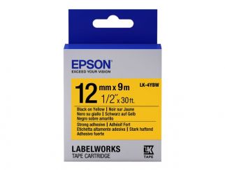 Epson LabelWorks LK-4YBW - Black on yellow - Roll (1.2 cm x 9 m) 1 roll(s) label tape - for LabelWorks LW-1000, 300, 400, 600, 700, 900, K400, Z700, Z710, Z900