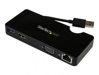 StarTech.com USB 3.0 to HDMI or VGA Adapter Dock - USB 3.0 Mini Docking Station w/ USB, GbE Ports - Portable Universal Laptop Travel Hub (USB3SMDOCKHV) - Docking station - USB - HDMI - 1GbE - for P/N: ARMPIVOT, ARMPIVOTE, ARMPIVSTND, ARMSLIM, ARMUNONB