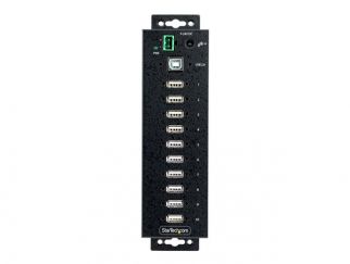 StarTech.com 10-Port Industrial USB 2.0 Hub, Rugged USB Hub w/15kV Air/8kV Contact ESD Level 4 Protection, DIN/Wall/Desk Mountable USB-A Hub, Multiport USB Hub with Locking Ports - Metal Construction (USB210AIND-USB-A-HUB) - Hub - industrial - 10 x USB 2.