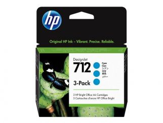 HP 712 - 3-pack - 29 ml - cyan - original - DesignJet - ink cartridge - for DesignJet Studio, T210, T230, T250, T630, T650