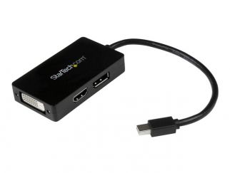 StarTech.com Travel A/V adapter - 3-in-1 Mini DisplayPort to DisplayPort DVI or HDMI converter (MDP2DPDVHD) - Adapter - Mini DisplayPort male to DVI-D, HDMI, DisplayPort female - 15 cm - black