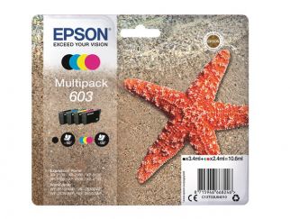 Epson Ink Cartridges, 603, Starfish, Multipack, 1 x 3.4 ml Black, 1 x 2.4 ml Cyan, 1 x 2.4 ml Magenta, 1 x 2.4 ml Yellow, Standard