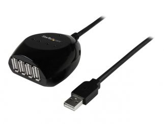 StarTech.com 15m USB 2.0 Active Cable with 4 Port Hub - Long USB Cable with 4 port USB Hub - USB A (M) to 4x USB A (F) - 15m, 50 ft Black (USB2EXT4P15M) - Hub - 4 x USB 2.0 - desktop - for P/N: SVA5H2NEUA