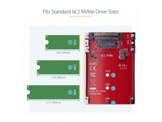 StarTech.com M.2 to U.3 Adapter, For M.2 NVMe SSDs, PCIe M.2 Drive to 2.5inch U.3 (SFF-TA-1001) Host Adapter/Converter, TAA Compliant - 2.5" Drive Form Factor (1M25-U3-M2-ADAPTER) - interface adapter - M.2 NVMe Card / PCIe 4.0 (NVMe) - U.3 - TAA Compliant