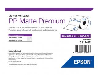 PP MATTE LABEL PREM DIE-CUT ROLL 102X152MM 185 LABELS