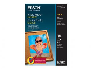 Epson Media, Media, Sheet paper, Photo Paper Glossy, Office - Photo Paper, Home - Photo Paper, Photo, A3, 200 g/m2, 20 Sheets, Singlepack