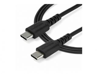 StarTech.com 1m USB C Charging Cable, Durable Fast Charge & Sync USB 2.0 Type C to USB C Laptop Charger Cord, TPE Jacket Aramid Fiber M/M 60W Black, Samsung S10, S20 iPad Pro MS Surface - Heavy Duty and Rugged - USB cable - 24 pin USB-C (M) straight to 24