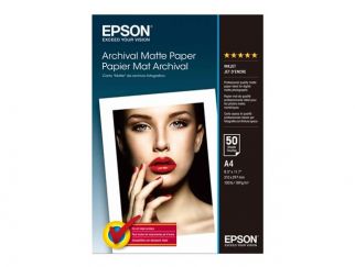Epson Media, Media, Sheet paper, Archival Matte Paper, Graphic Arts - Photographic Paper, Home - Speciality Media, Photo, A4, 210 mm x 297 mm, 189 g/m2, 50 Sheets, Singlepack